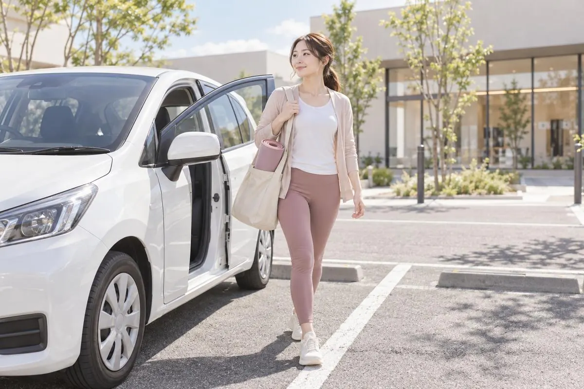 車でスタジオに来た女性（イメージ）